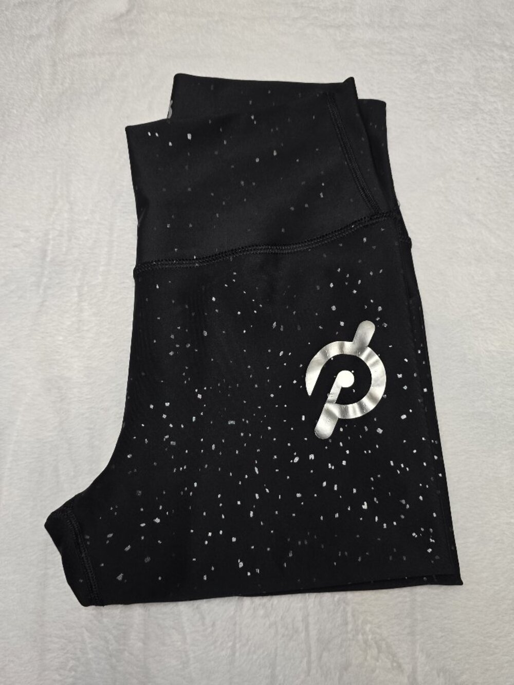 Peloton Sparkle Foil High Rise Leggings Metallic Speckle Black Women's Large L - Picture 1 of 6